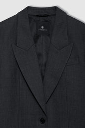ANINE BING Ross Single-Breasted Blazer - Dark Heather Grey - Detail View