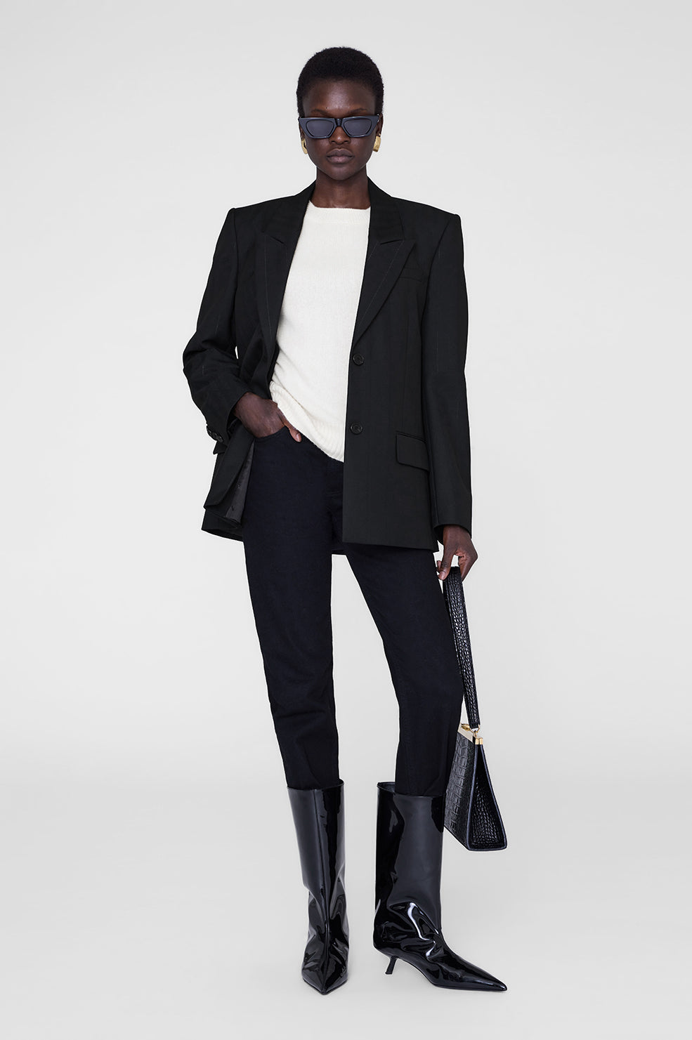 Ross Single-Breasted Blazer - Dark Heather Grey View 1