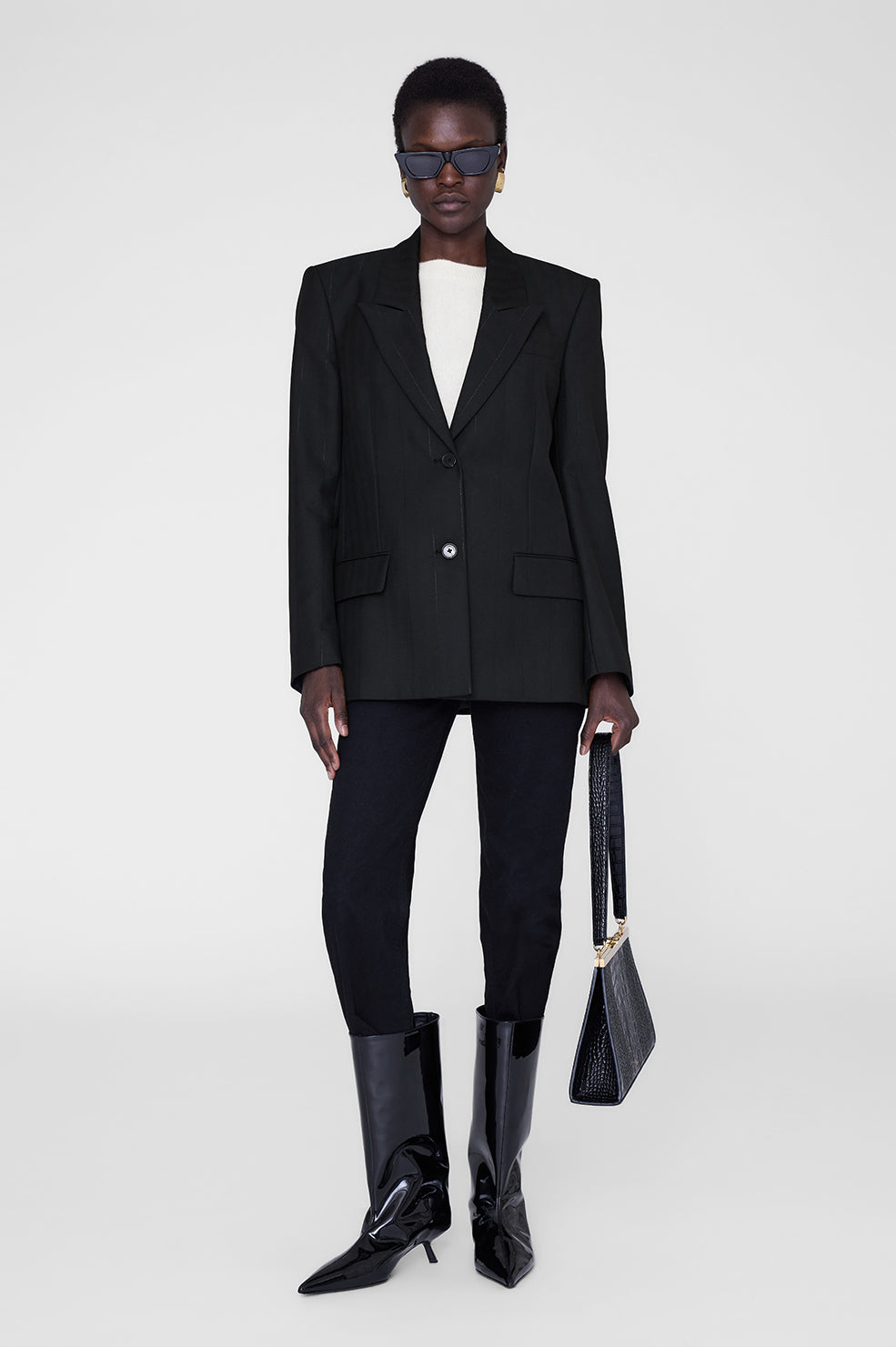 Ross Single-Breasted Blazer - Dark Heather Grey View 2