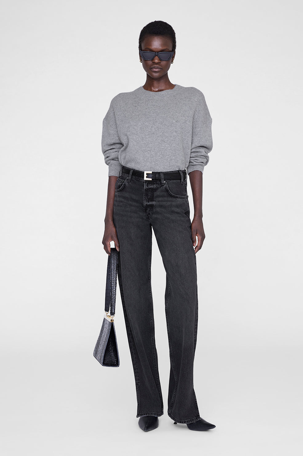 ANINE BING Roy Jean - Shadow Grey - on model front