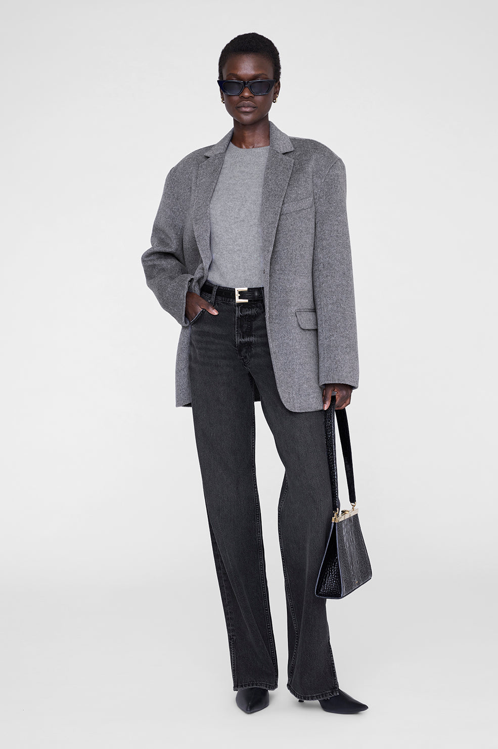 ANINE BING Roy Jean - Shadow Grey - on model front second image