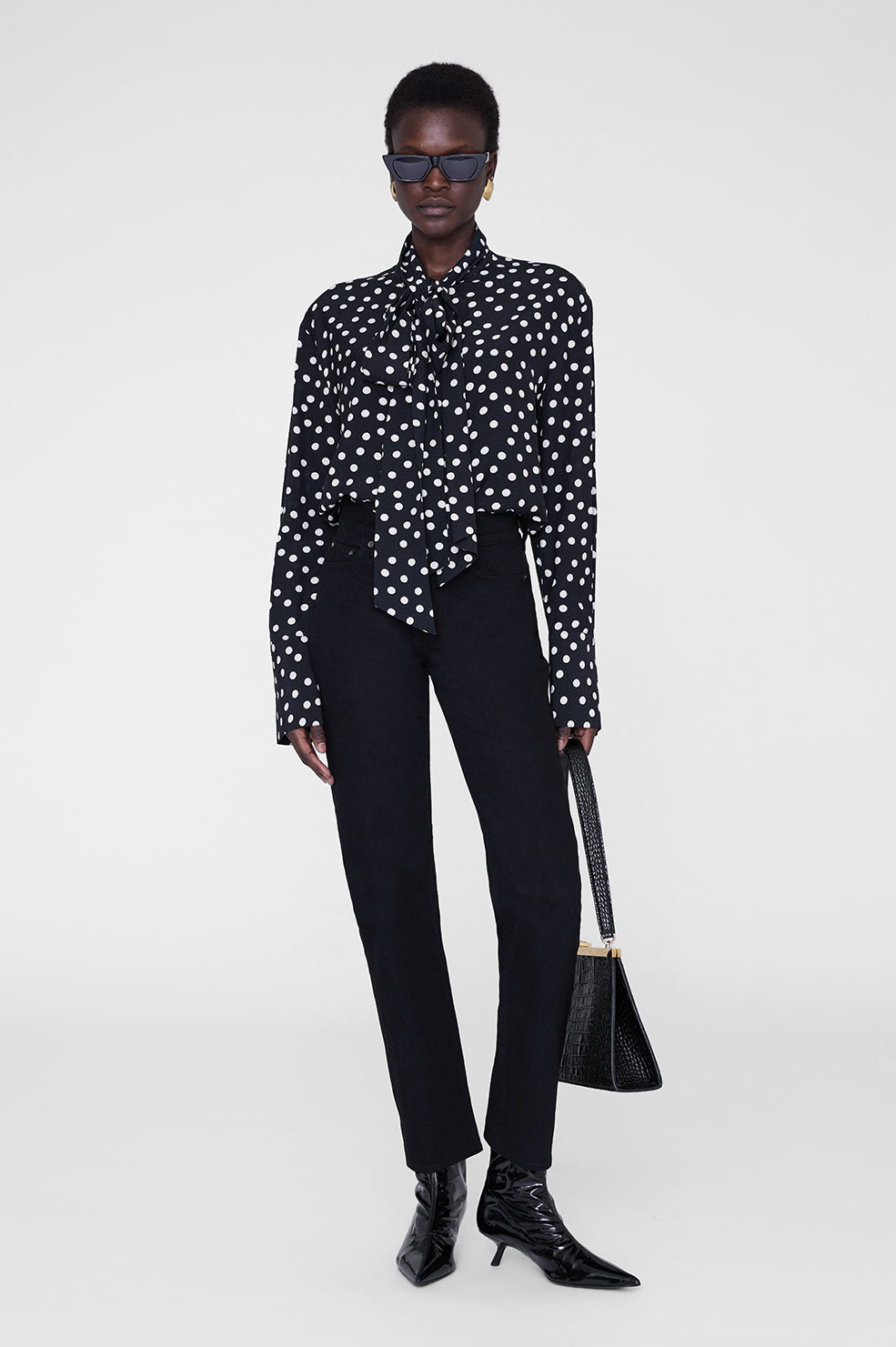 Ruby Shirt - Black And White Double Dot Jacquard View 1