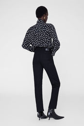 ANINE BING Ruby Shirt - Black And White Double Dot Jacquard - On Model Back