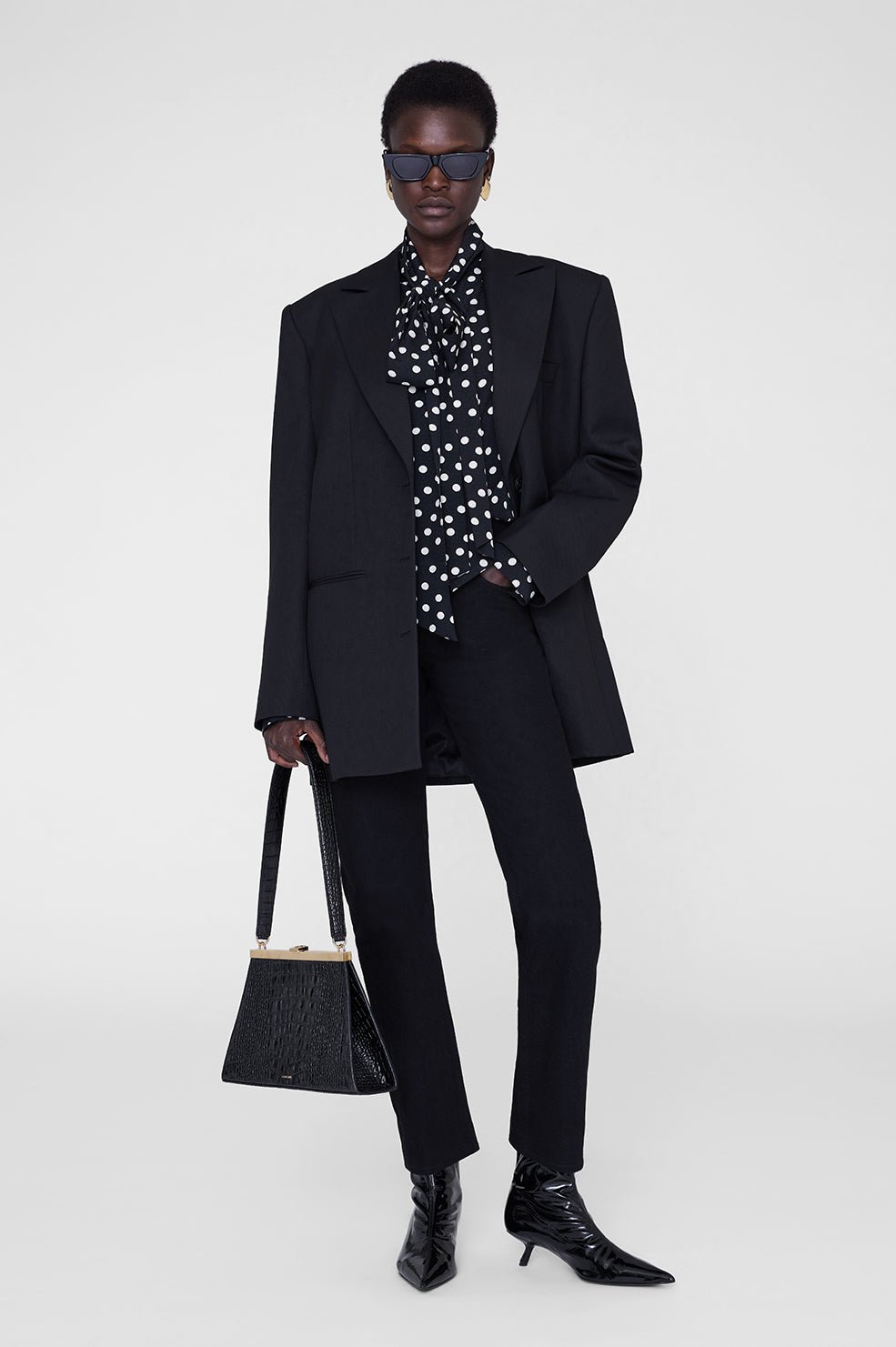 Ruby Shirt - Black And White Double Dot Jacquard View 5