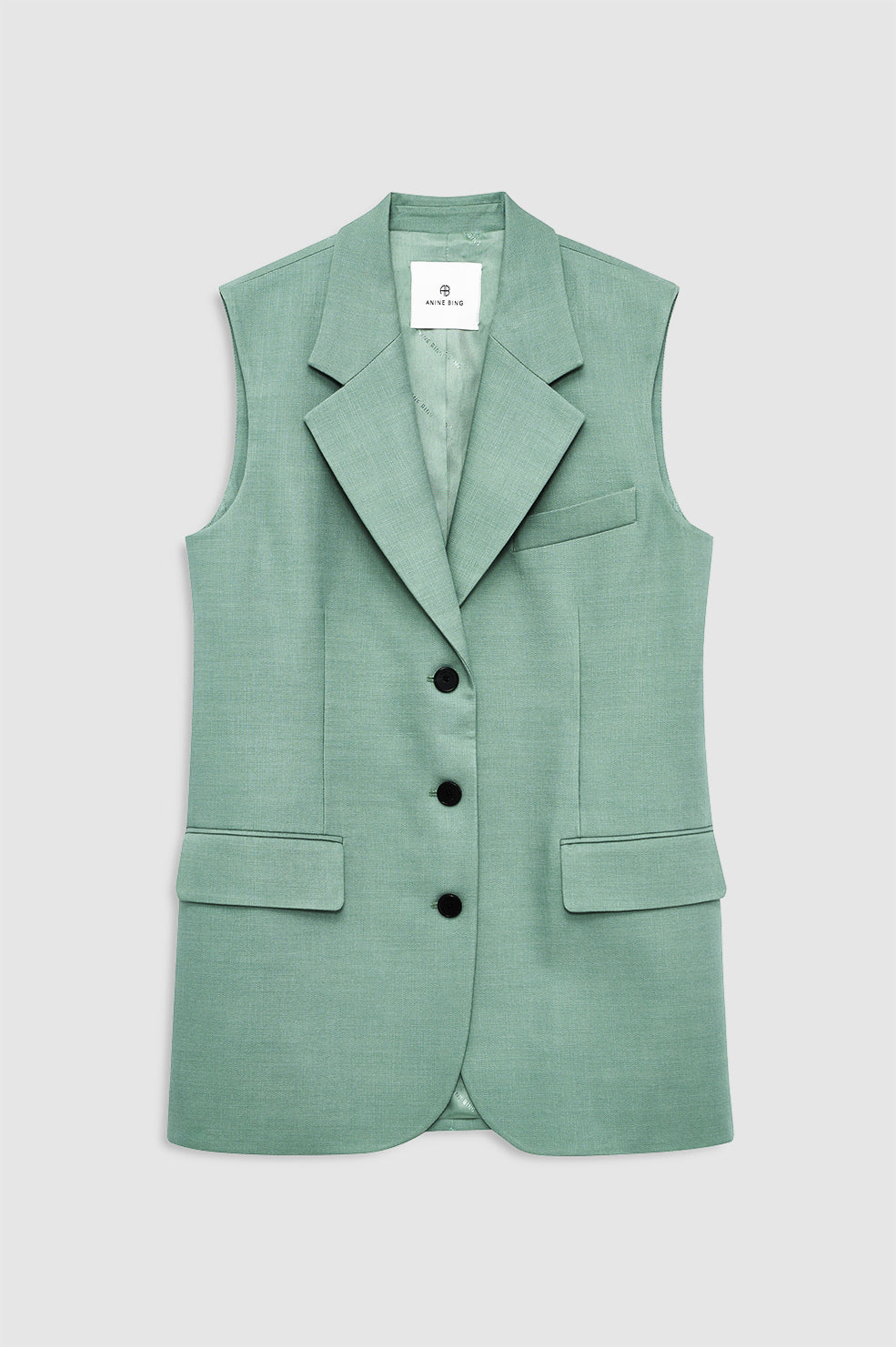 featured-img|ANINE BING Sara Vest - Sea Foam Green - front view