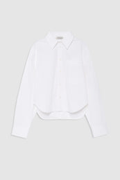 ANINE BING Scott Cropped Shirt - White - front view