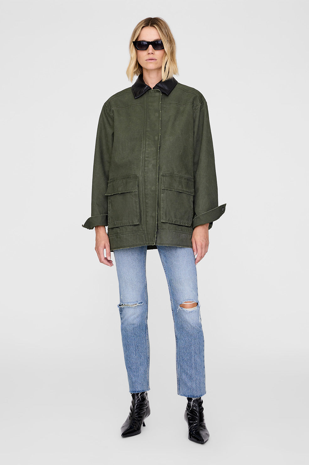 ANINE BING Sean Jacket - Army Green - On Model Front Second Image 