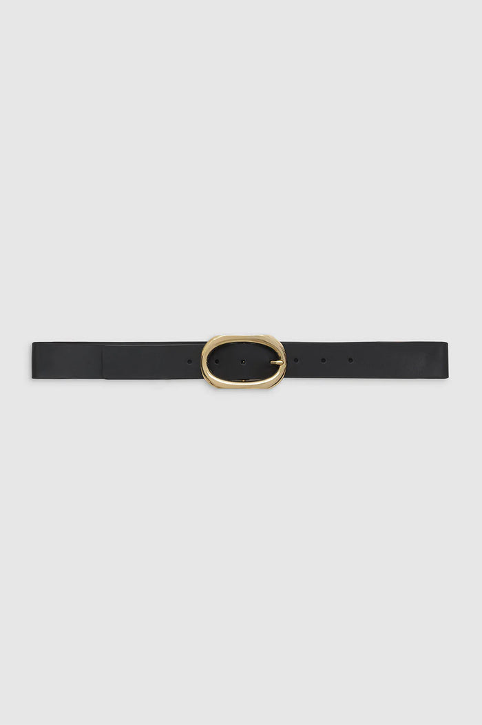 ANINE BING Signature Link Belt - Black - Front View