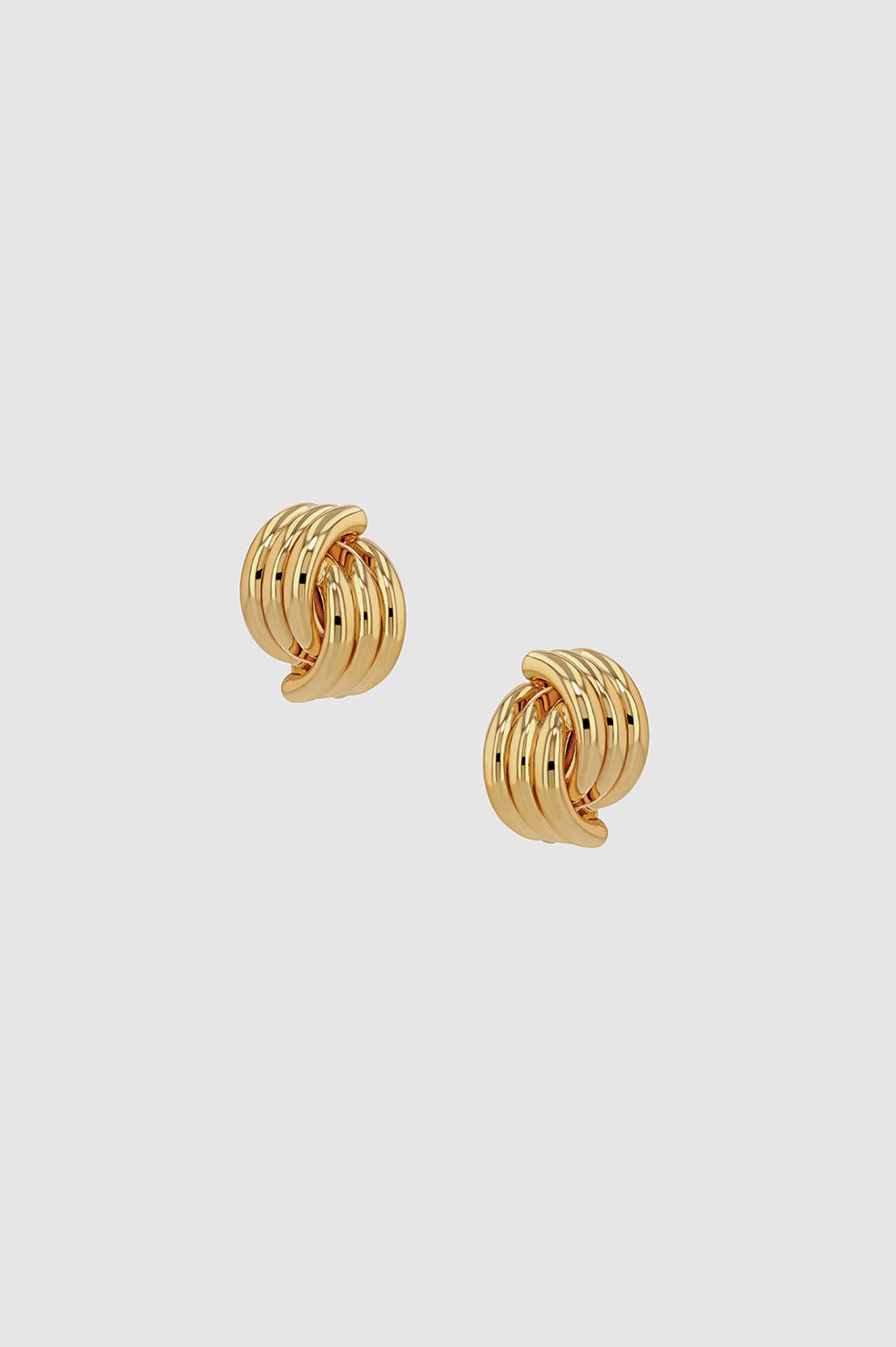 Small Crossover Ribbed Earrings - Gold View 1