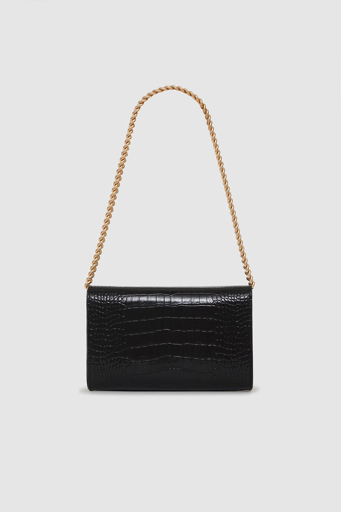 ANINE BING Small Elly Clutch - Black Embossed