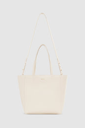 ANINE BING Small Elly Tote - Bone - Front View With Long Strap