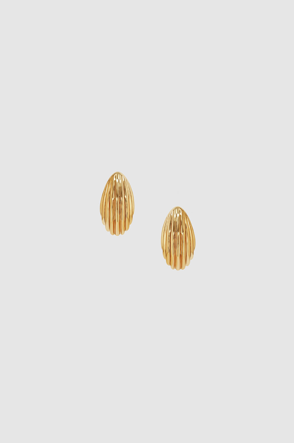 Small Ribbed Drop Earrings - Gold View 1