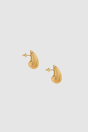 ANINE BING Small Ribbed Drop Earrings - Gold