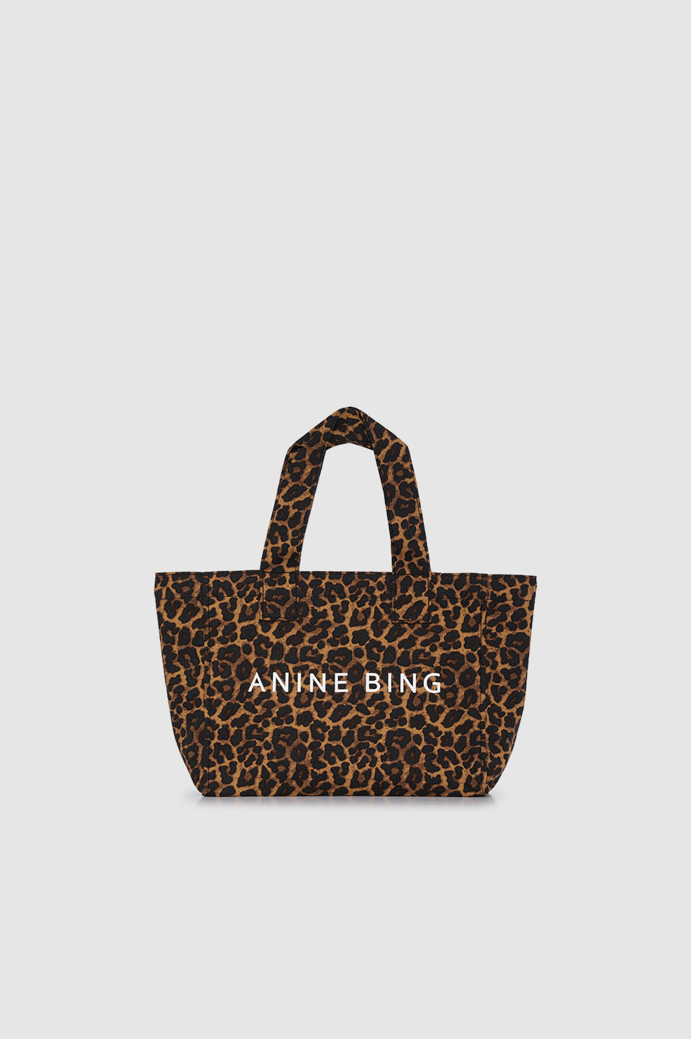 Small Leo Canvas Tote - Black And Brown Leopard View 1