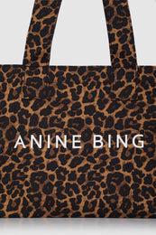 Small Leo Canvas Tote - Black And Brown Leopard