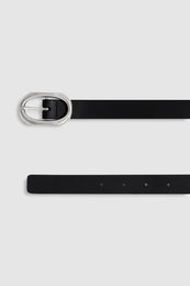 ANINE BING Small Signature Link Belt - Black With Silver - detail view