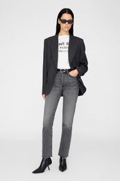 ANINE BING Small Signature Link Belt - Black With Silver - On Model Front