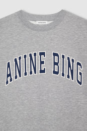 ANINE BING Spencer Sweatshirt ANINE BING - Medium Heather Grey With Navy - Detail View 