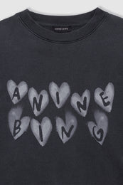 ANINE BING Spencer Sweatshirt Hearts - Washed Black