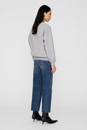 ANINE BING Spencer Sweatshirt ANINE BING - Medium Heather Grey With Navy - On Model Back 