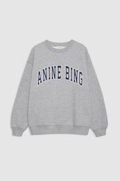 ANINE BING Spencer Sweatshirt ANINE BING - Medium Heather Grey With Navy - Front View 