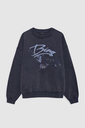 ANINE BING Spencer Sweatshirt Eagle - Washed Black - front view