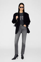 ANINE BING Spencer Sweatshirt Leopard - Washed Black - on model front second image