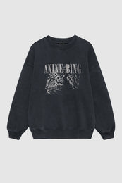 ANINE BING Spencer Sweatshirt Leopard - Washed Black - Front View
