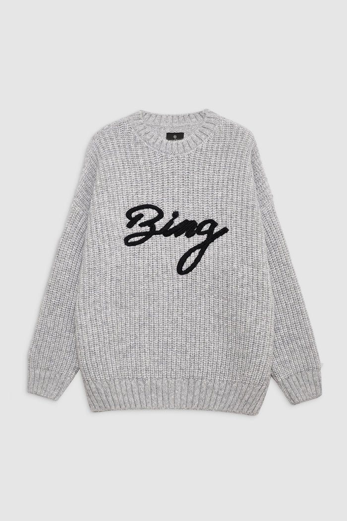 ANINE BING Sydney Crew Sweater Signature - Light Heather Grey 