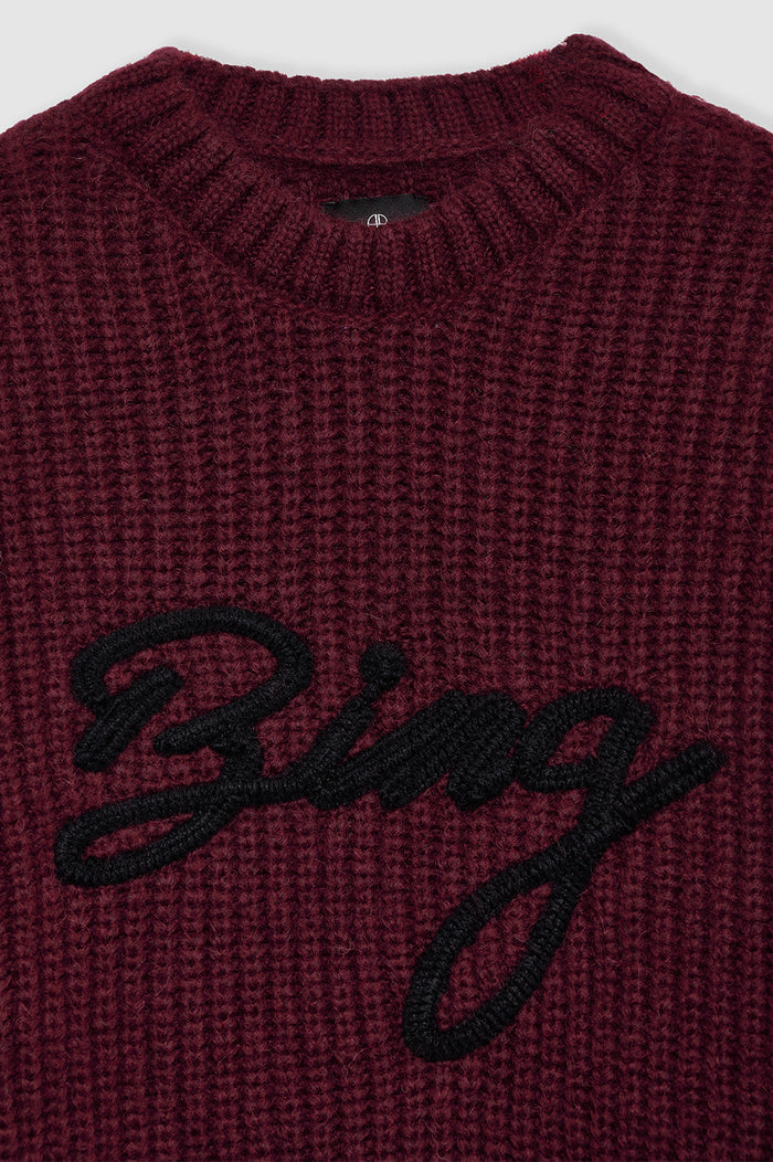 ANINE BING Sydney Crew Sweater Signature - Zinfandel