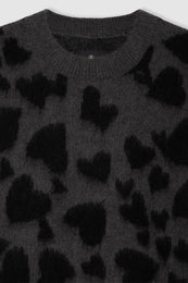 ANINE BING Sydney Crew Sweater - Black And Grey Heart