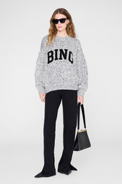 ANINE BING Sydney Crew Sweater Bing - Marled White - on model front