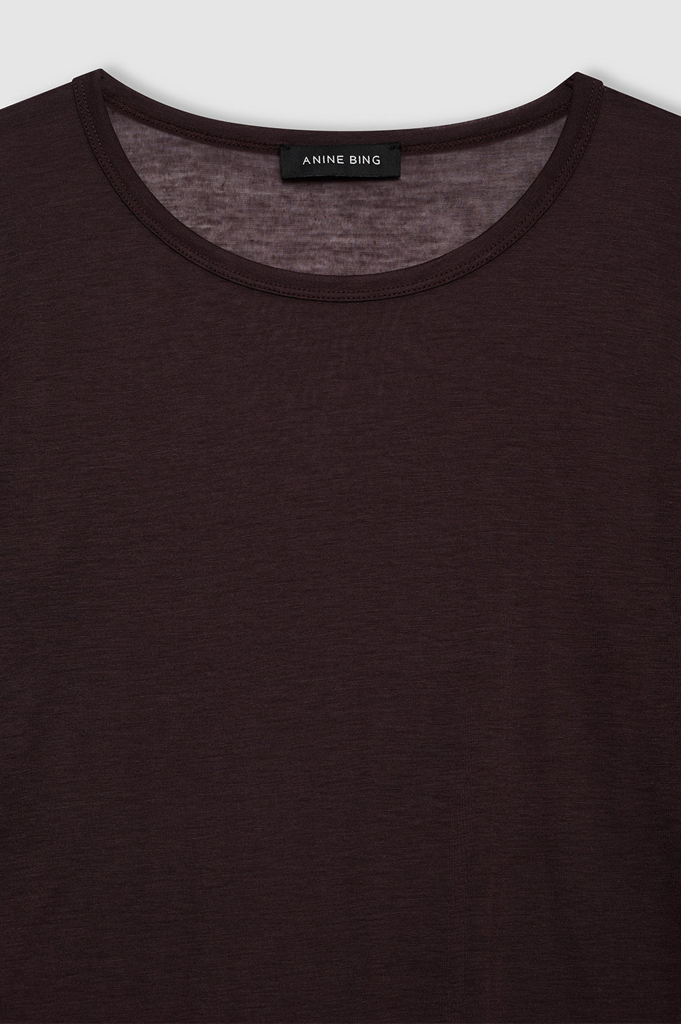 ANINE BING Sylvie Long Sleeve Tee - Dark Brown - Detail View 