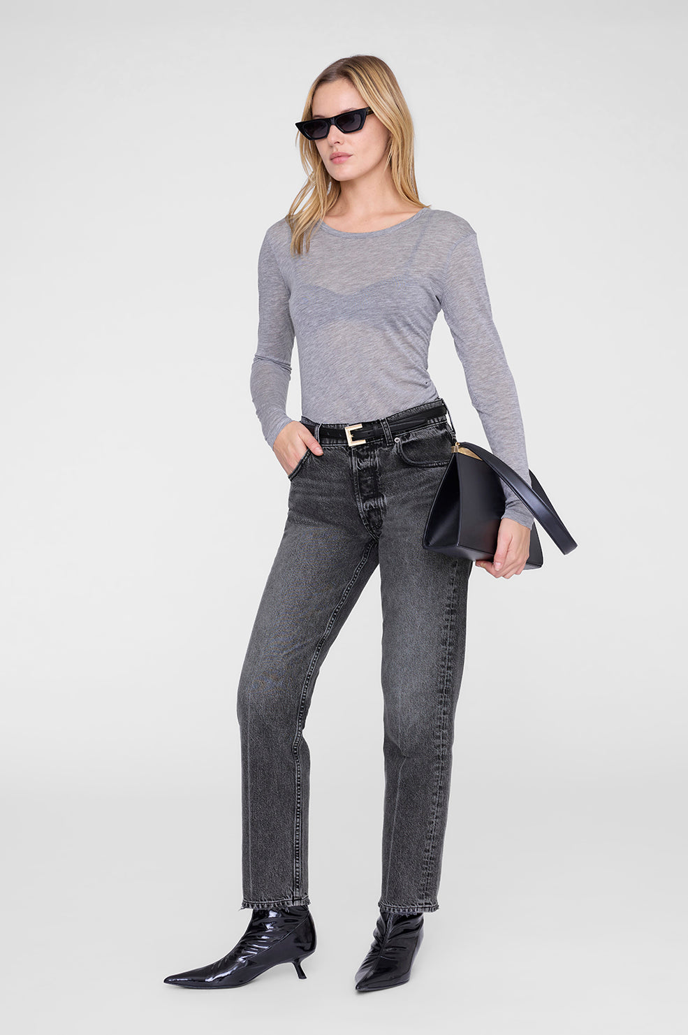 Sylvie Long Sleeve Tee - Black View 1