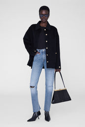 ANINE BING Sylvie Long Sleeve Tee - Black - on model front second image