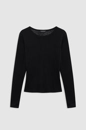 ANINE BING Sylvie Long Sleeve Tee - Black - front view
