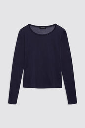 ANINE BING Sylvie Long Sleeve Tee - Midnight Blue - front view
