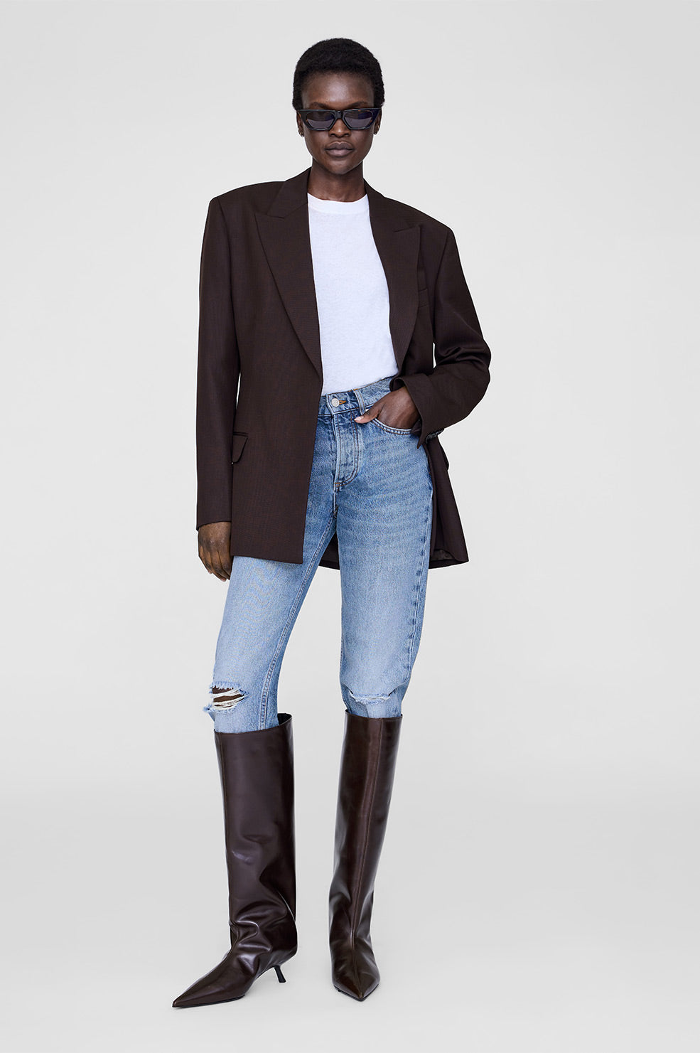 Tall Hilda Wide Boots - Dark Brown View 1