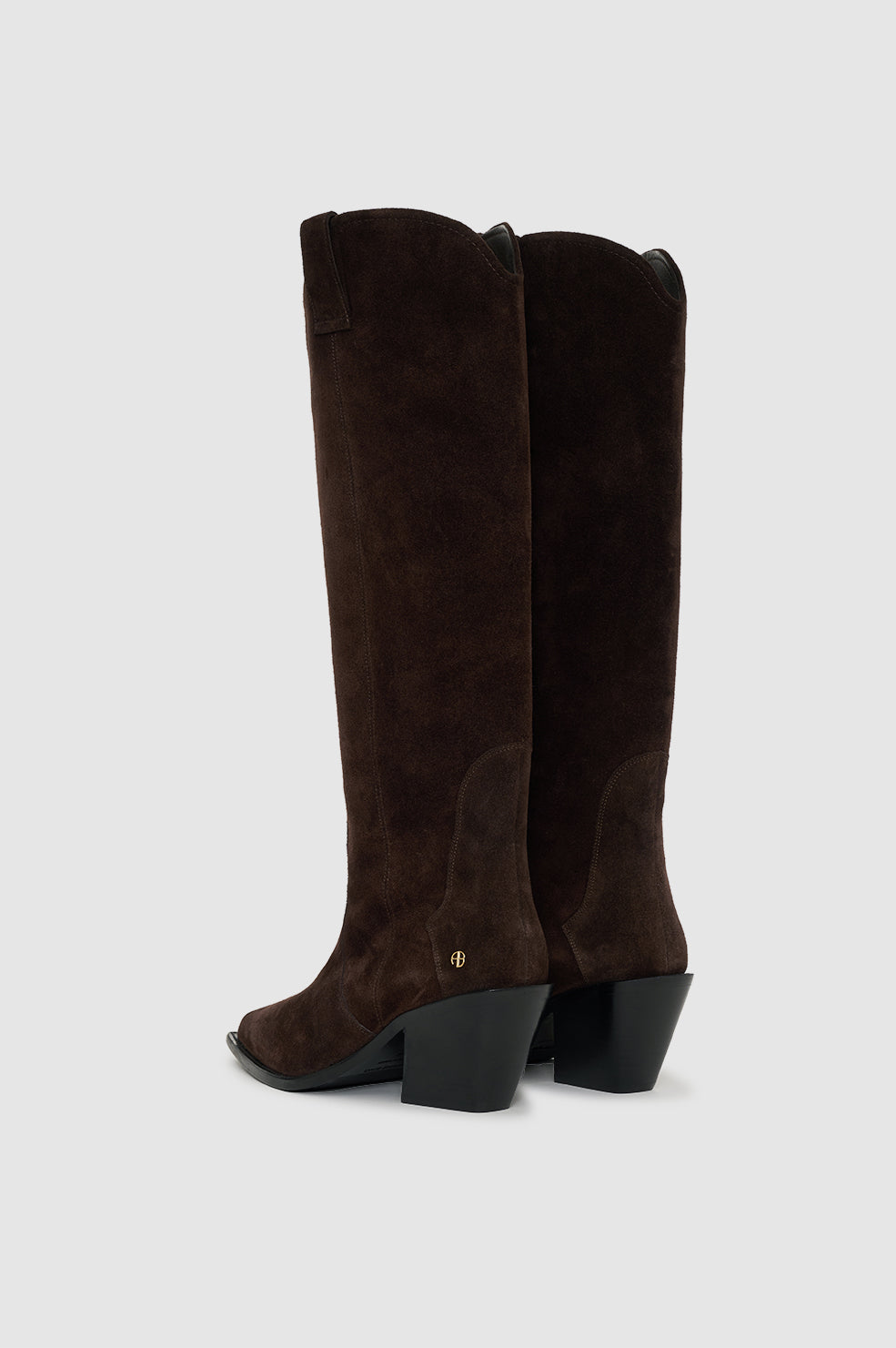 ANINE BING Tall Tania Boots - Dark Brown Suede - Back Pair View