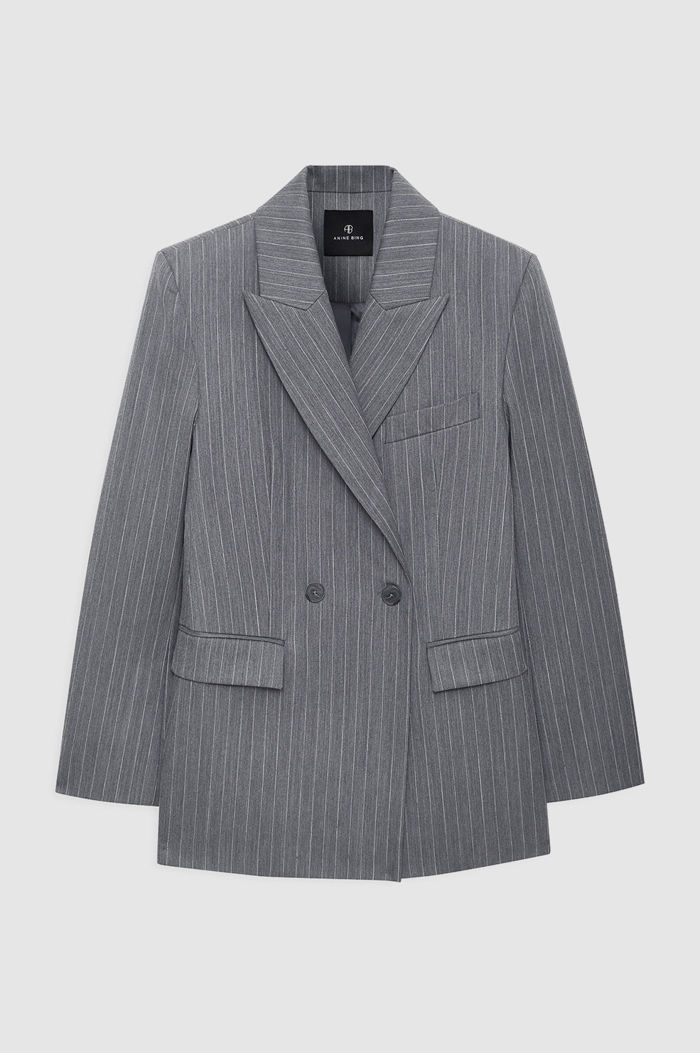 featured-img|ANINE BING Tiphaine Blazer - Light Grey Pinstripe - front view