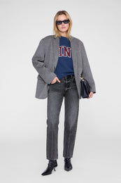 ANINE BING Trenton Sweatshirt Bing - Washed Navy - on model front second image
