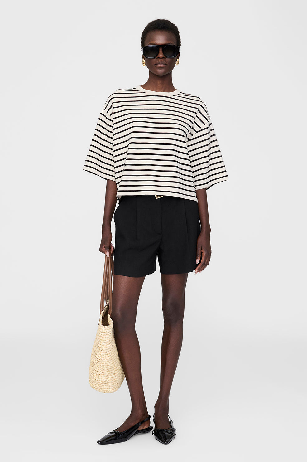 ANINE BING Trent Short - Black - On Model Front 