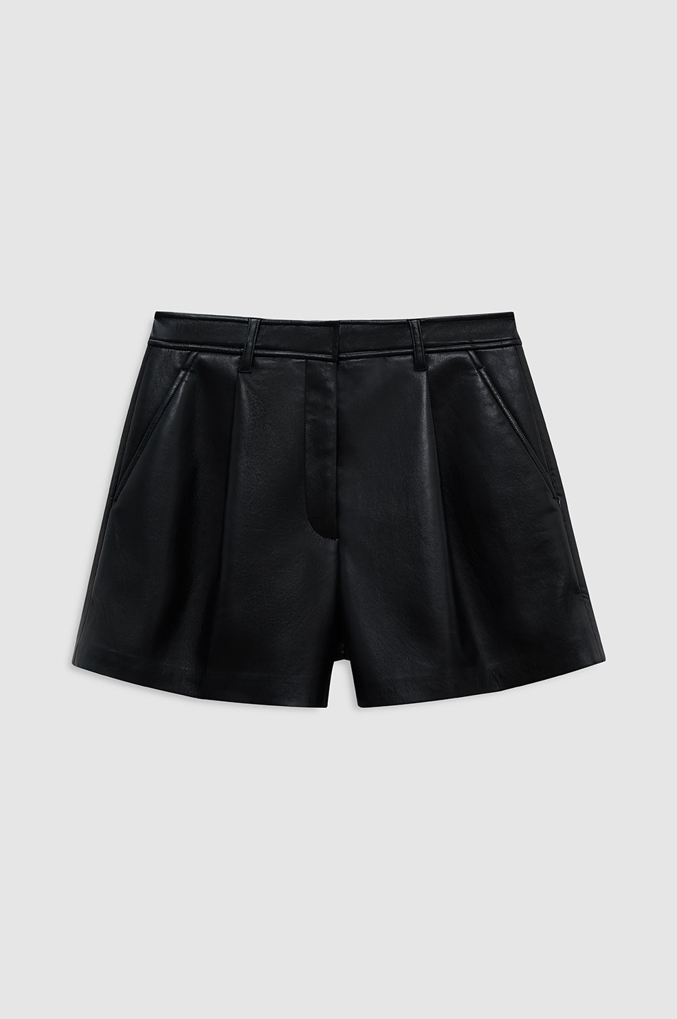 Trent Short - Black Recycled Leather View 3