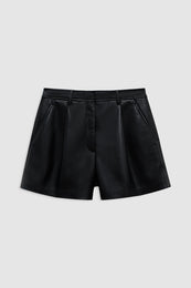 featured-img|ANINE BING Trent Short - Black Recycled Leather - front view