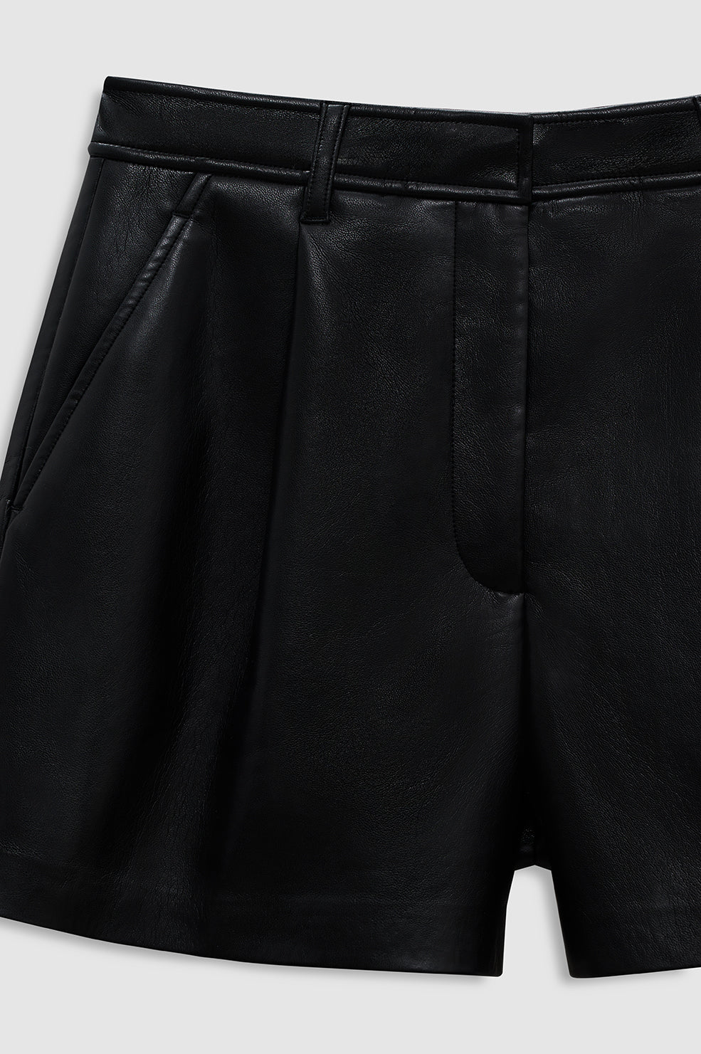 Trent Short - Black Recycled Leather View 4
