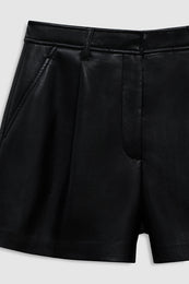 ANINE BING Trent Short - Black Recycled Leather - detail view