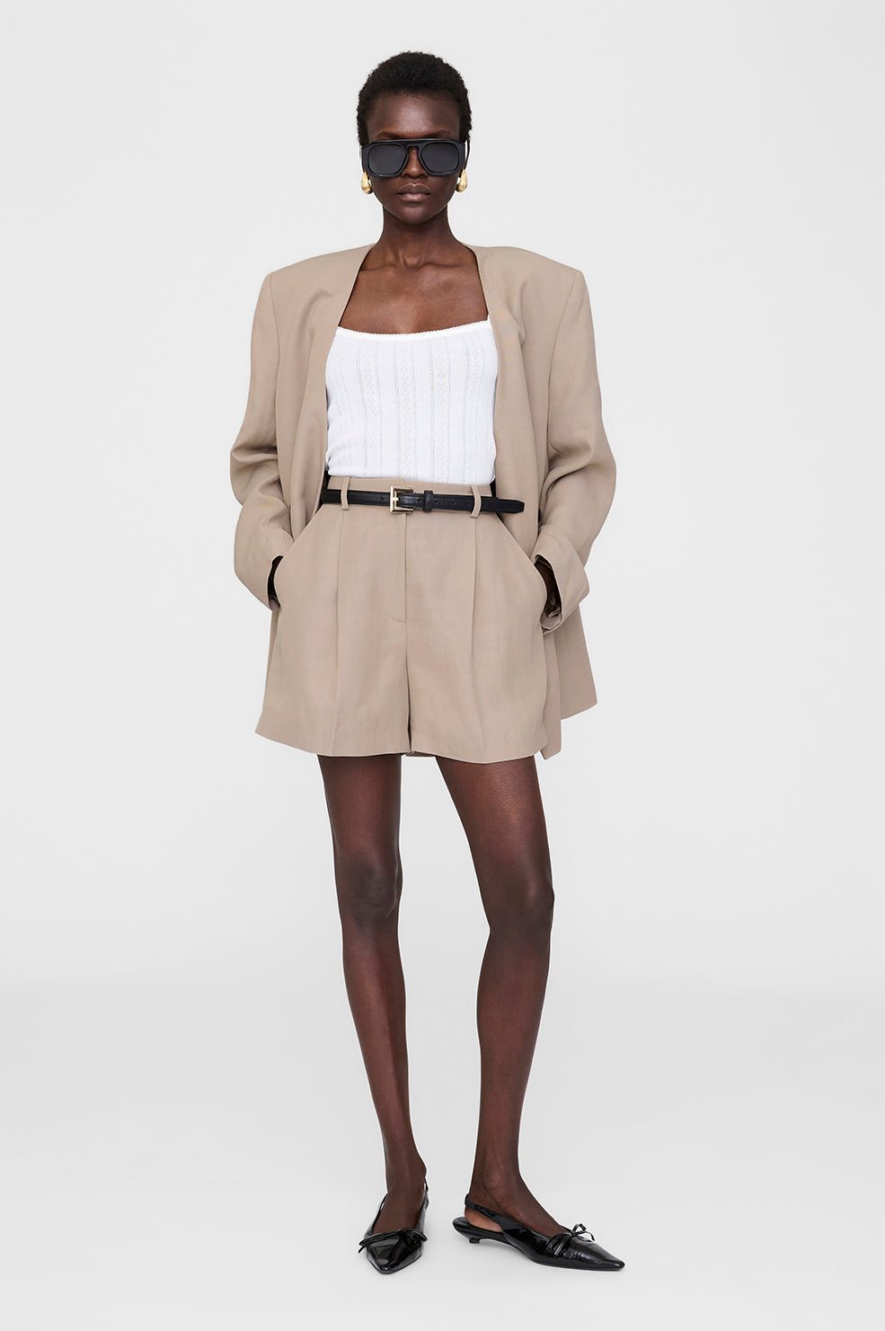 Trent Short - Black Recycled Leather View 5