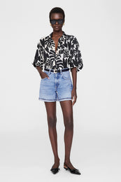 ANINE BING Tristan Shirt - Black Bird Of Paradise - On Model Front 