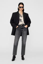 ANINE BING Tristan Shirt - Black Palm - On Model Front Second Image 