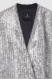 ANINE BING Veneda Mini Dress - Silver Sequin - Detail View